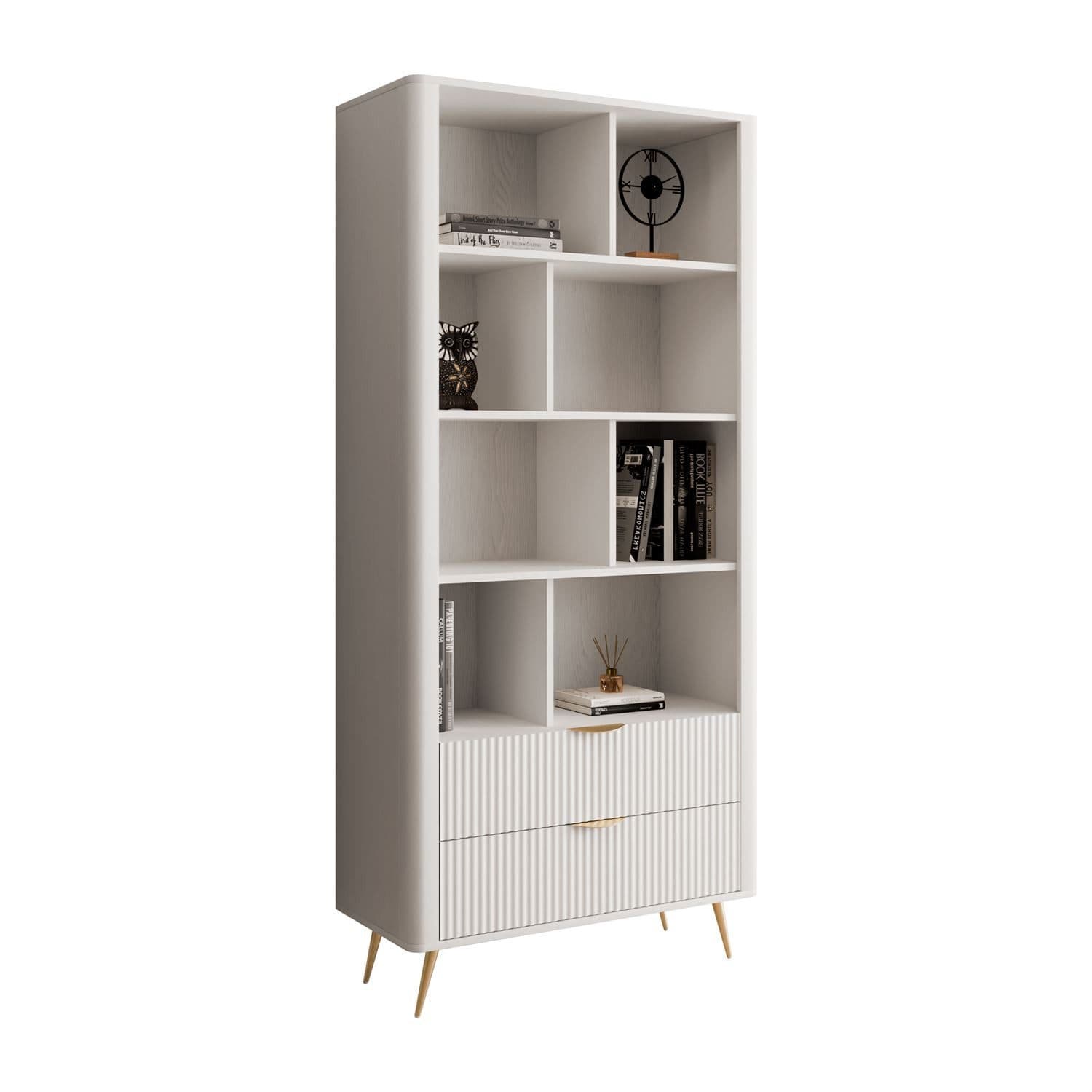 Lookway Standregal SCARLETT mit Schubladen Beige/Gold - Bild 2