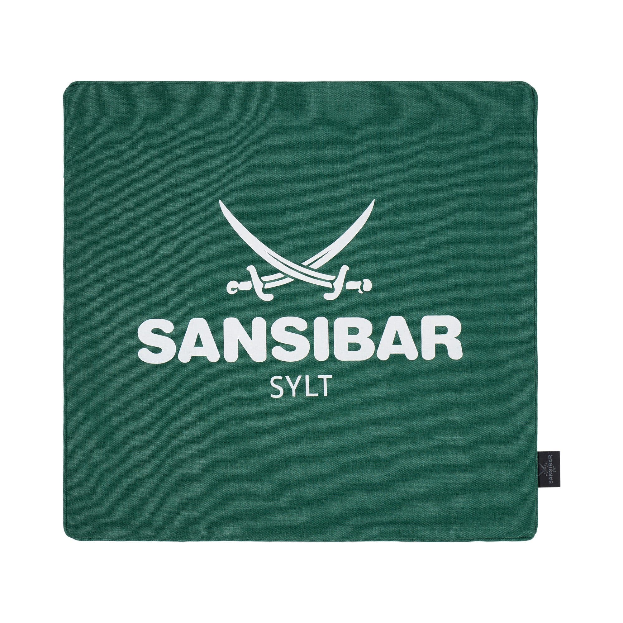 Sansibar Sylt Kissenhülle 45x45 cm Grün/Weiß Baumwolle Logo Druck - Bild 2