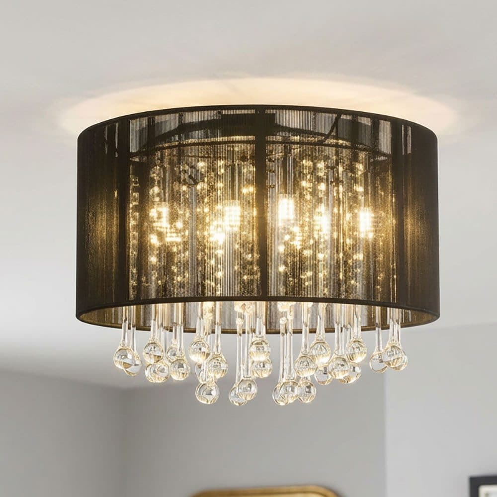 GLOBO LIGHTING LED Deckenleuchte Schwarz Seide Kristall - Bild 2