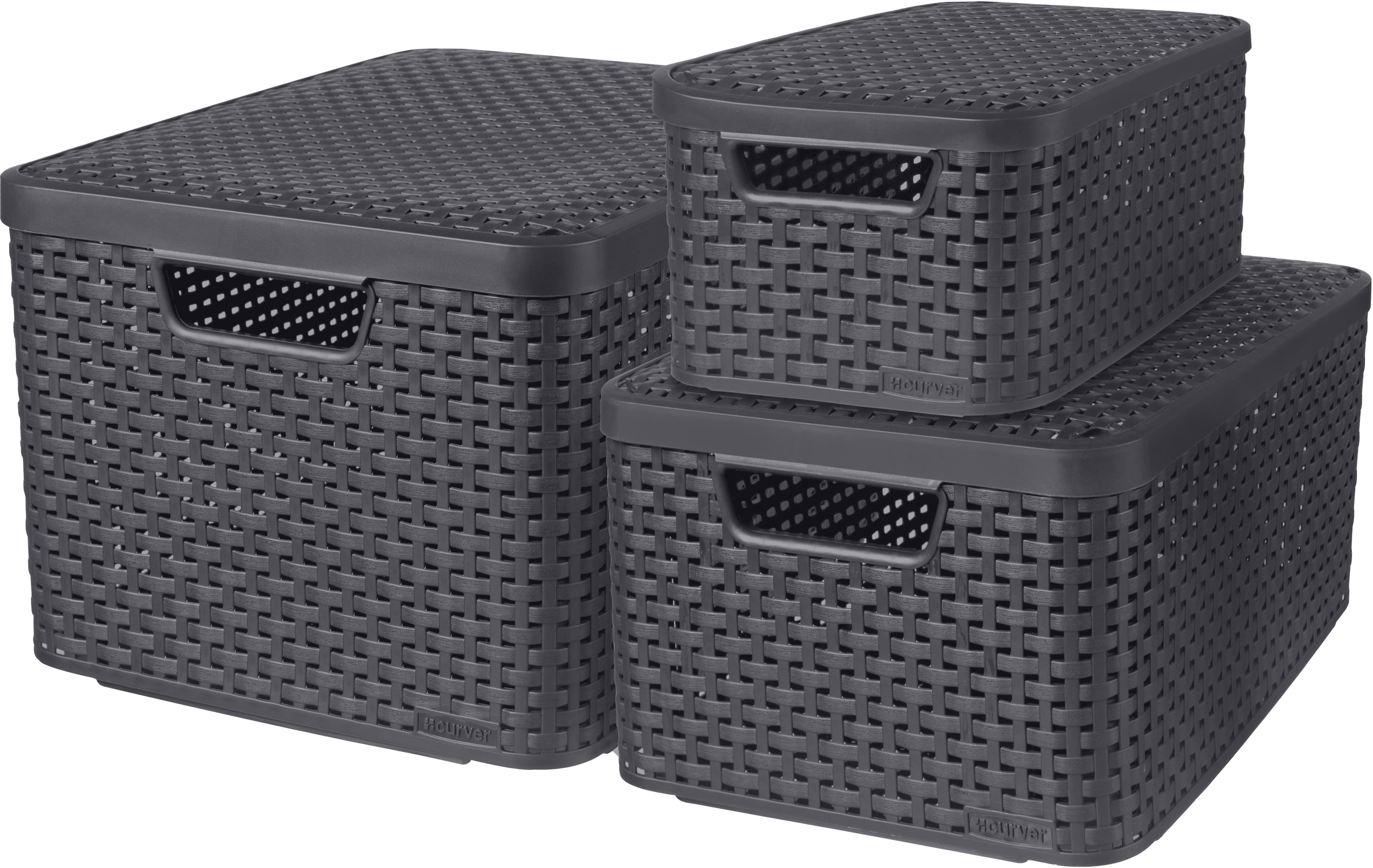 Curver Organizer Style Set 3-tlg. Anthrazit Aufbewahrungsboxen mit Deckel