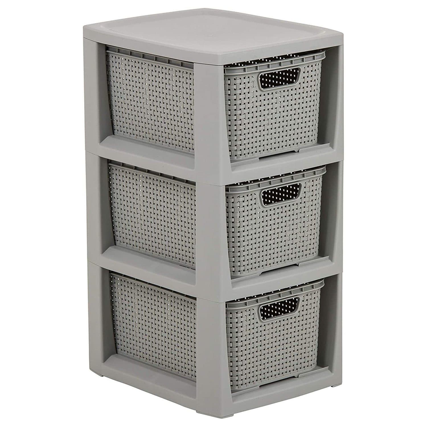 BranQ Rattanregal 1725 Grau mit 3 Körben