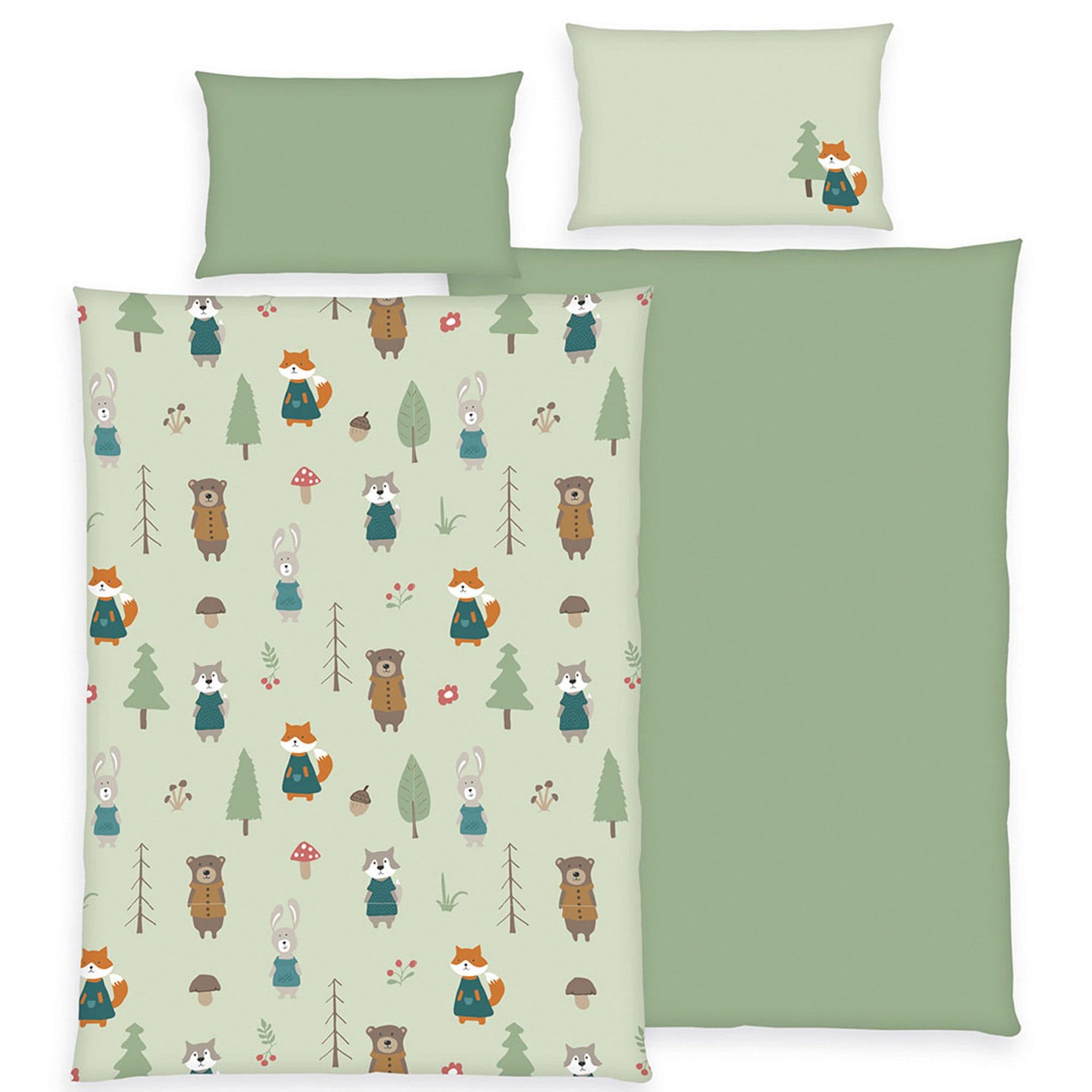 Wendebettwäsche Waldtiere Baumwolle Flanell 100x135x40 cm - Bild 2