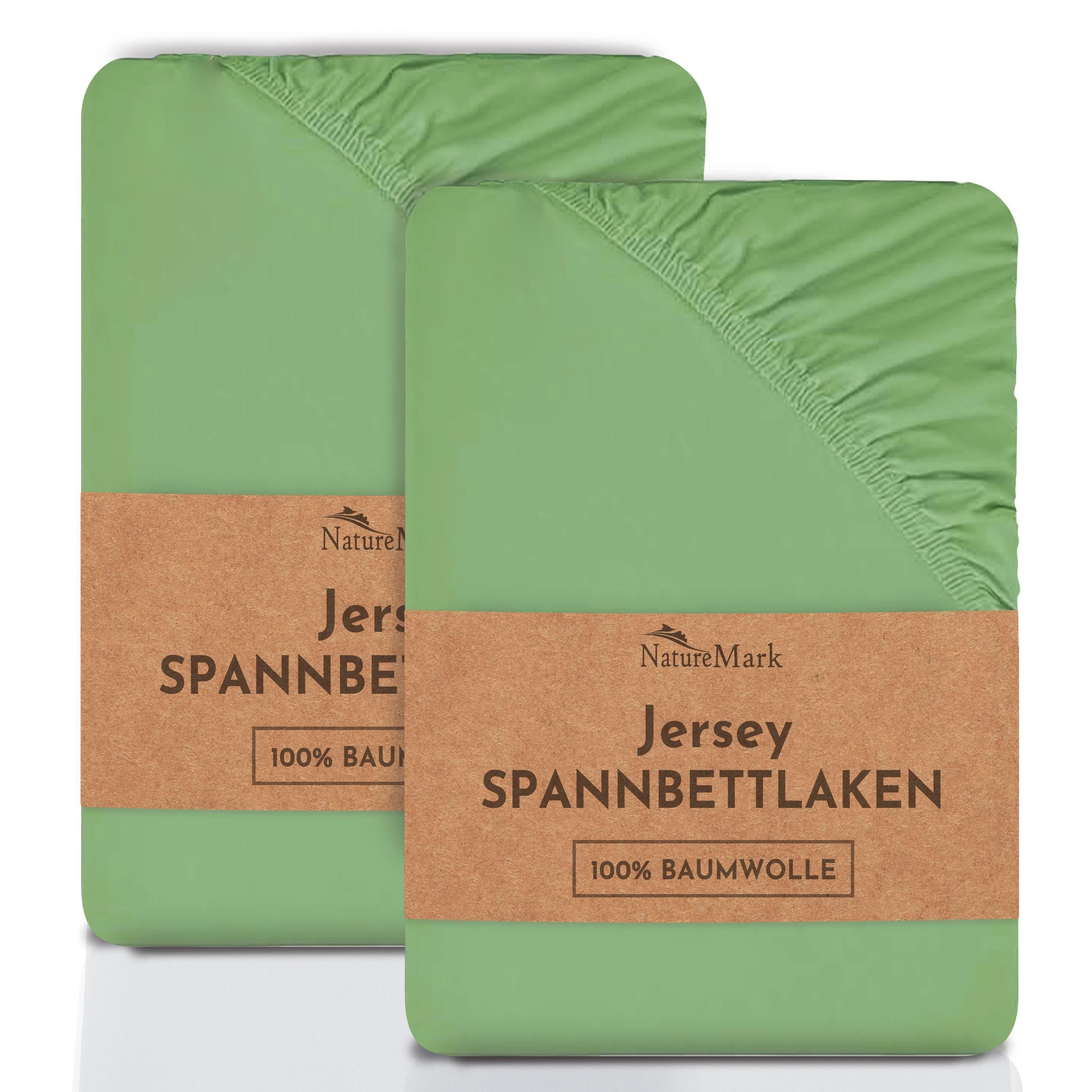 NatureMark Spannbettlaken 2er-Set Jersey 100% Baumwolle Jade - Bild 2