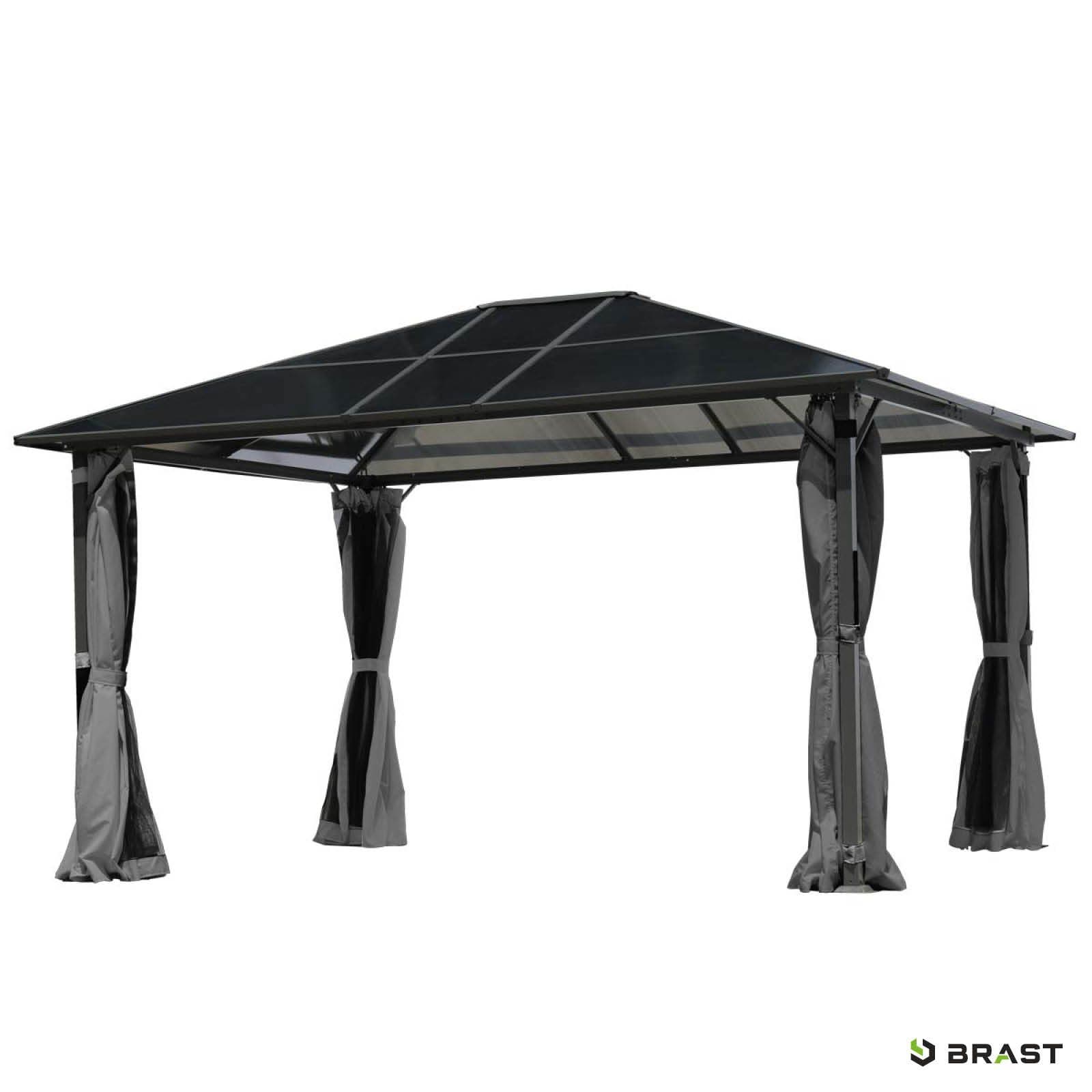 BRAST Premium Aluminium Gartenpavillon Grau mit Moskitonetz und LED - Bild 2