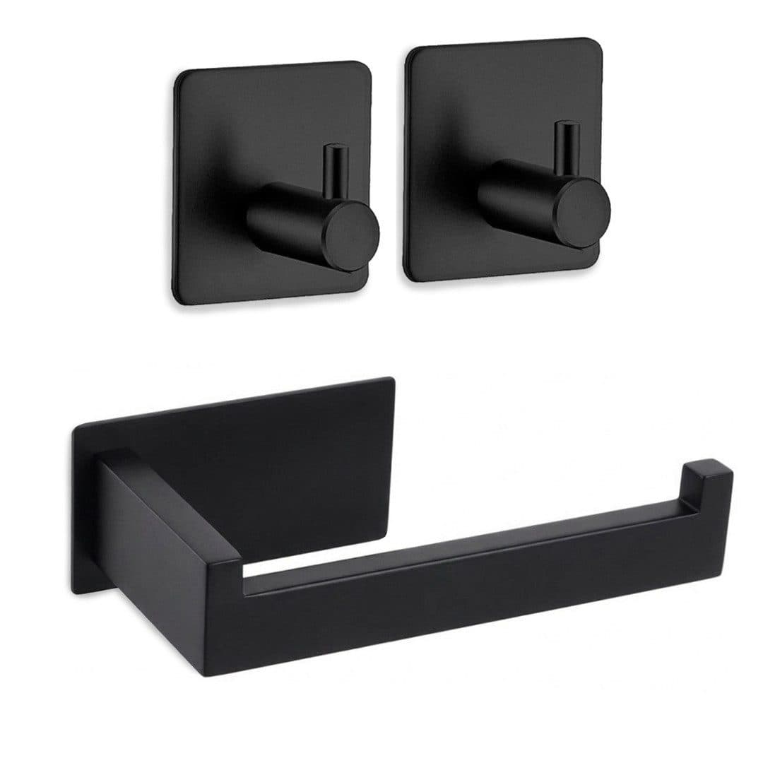 LIVINA HOME Handtuchhaken & Toilettenpapierhalter Set Schwarz Edelstahl - Bild 2