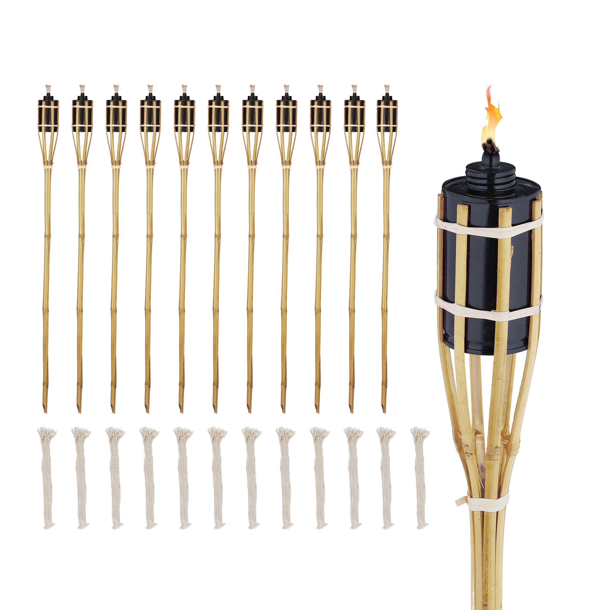 relaxdays Gartenfackel 12er Set Bambus Schwarz - Bild 2
