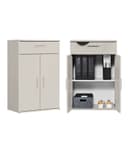 mokebo Mehrzweckschrank Der Praktische 60x90 cm mit Schublade Büroschrank Aktenschrank Flurschrank Apothekerschrank in Beige Grau Bild 2