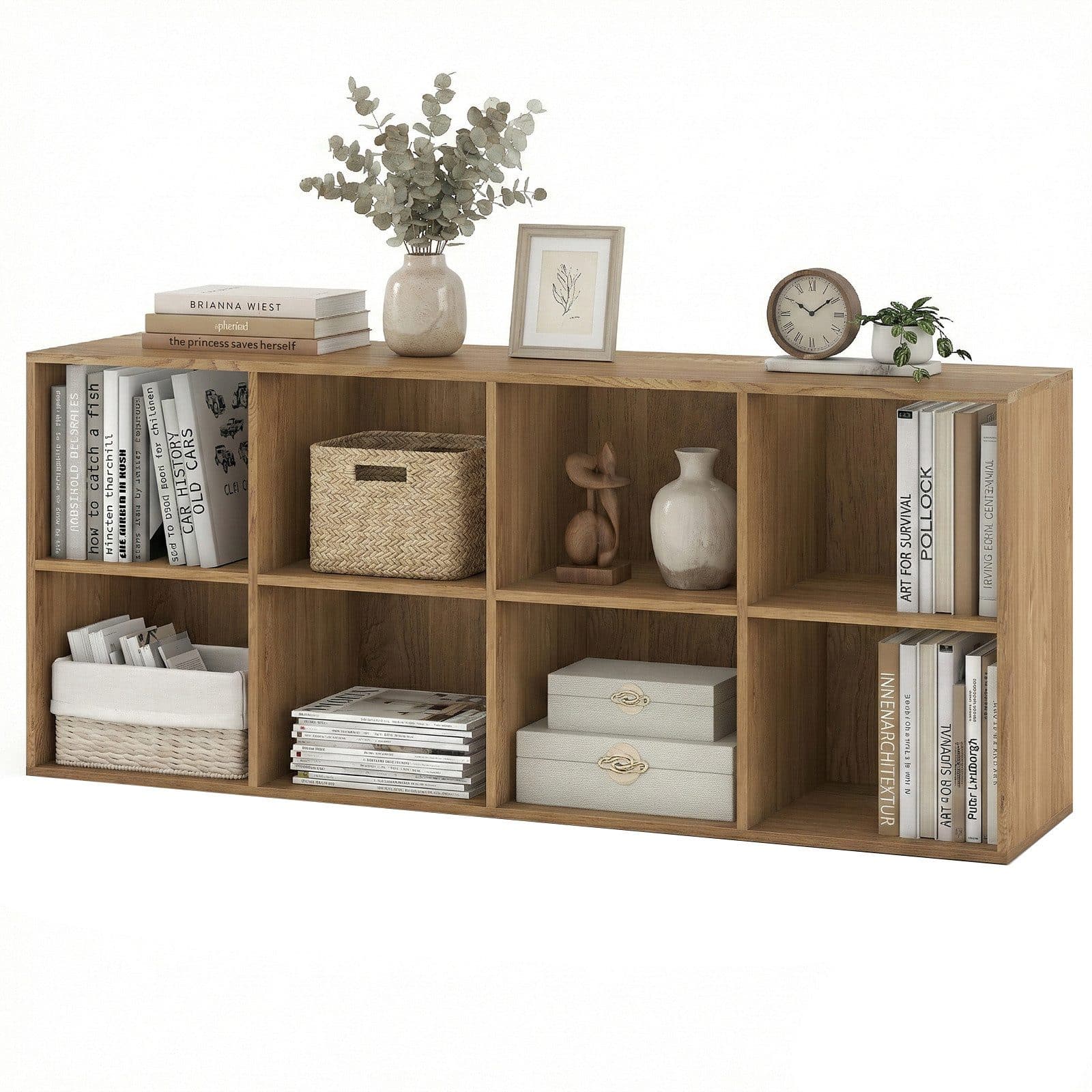 KOMFOTTEU Bücherregal 8 Fächer Rustikalbraun/Weiß - Bild 2