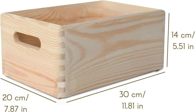 Creative Deco Holzkiste Obstkiste Korb mit Griffen in Naturholz