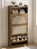 FiveWillowise Schuhschrank Braun Rattan-Finish 3 Türen Bild 2