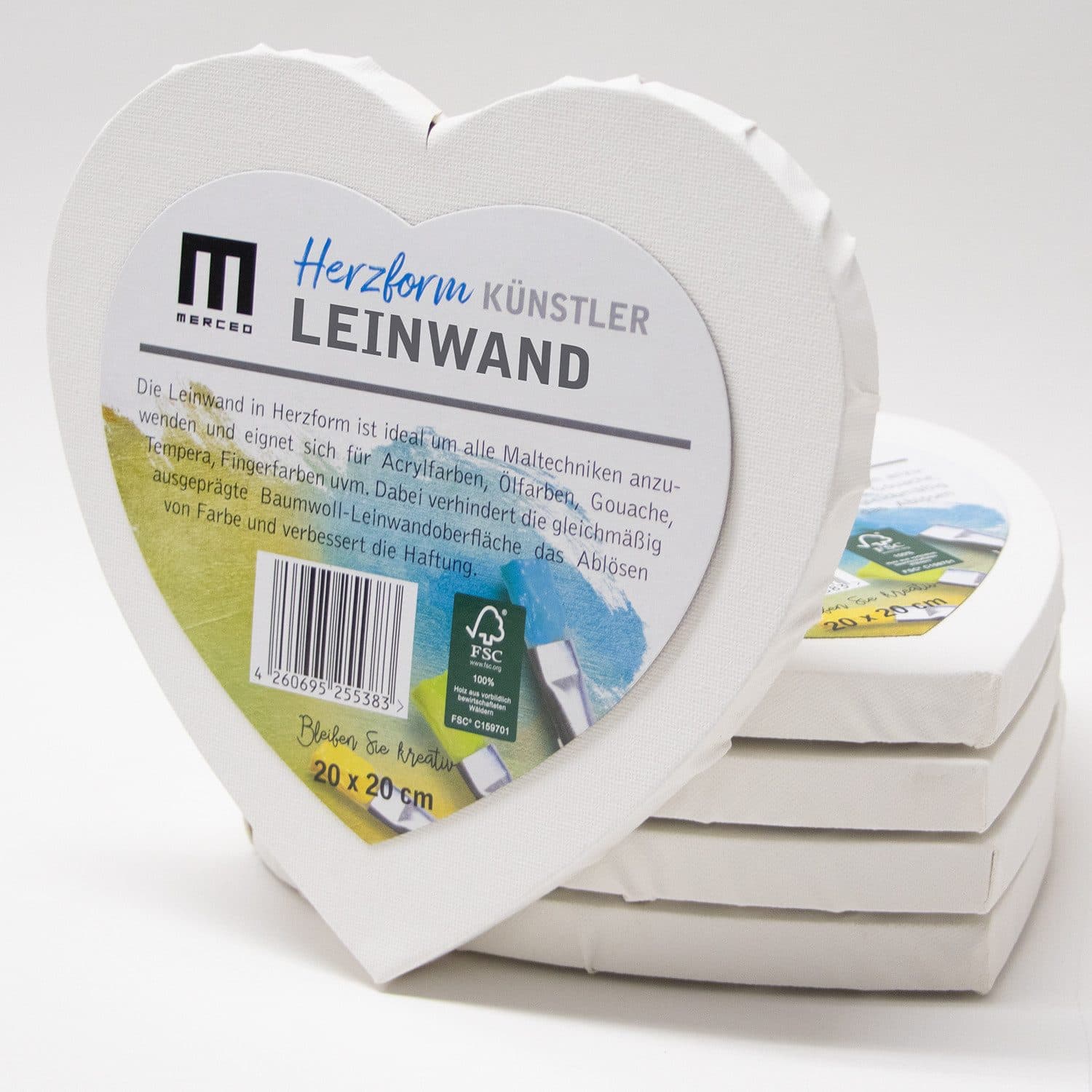 M MERCEO Leinwand Set 5er Herz 20cm Baumwolle - Bild 2