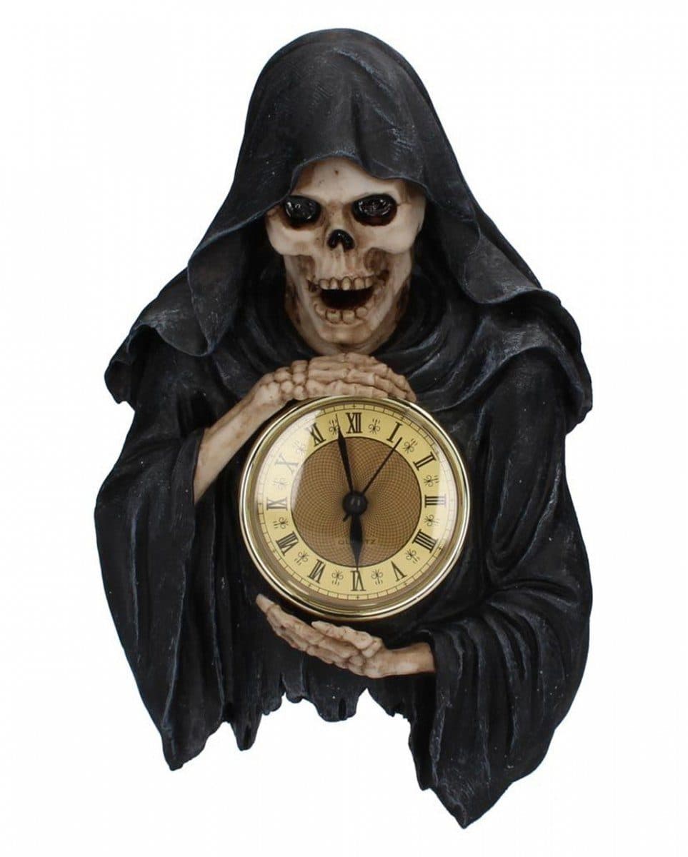 Horror-Shop Gothic Wanduhr mit Sensenmann Schwarz Beige Gold