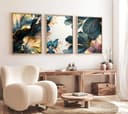 Wallity 3-teiliges Wandbild MDF Massivholz Rahmen 35x50 cm Bild 2