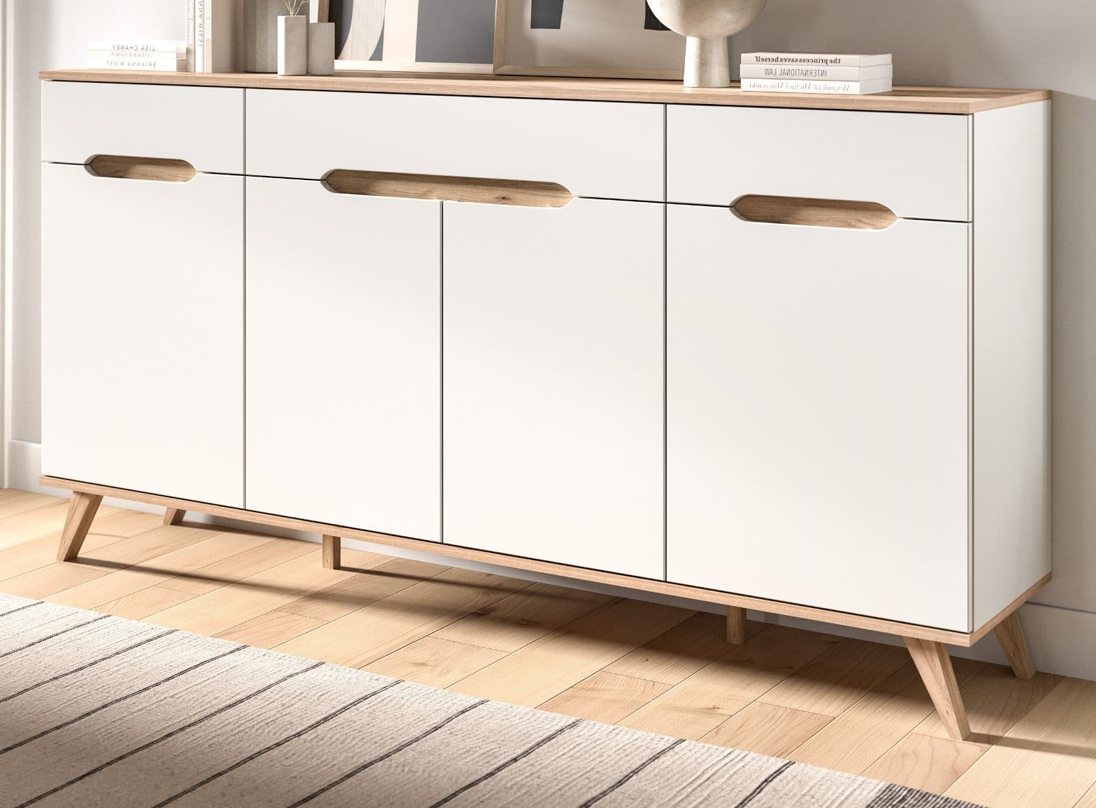 Inn.Furn Sideboard Hygge Weiß Nox Eiche Soft-Close - Bild 2