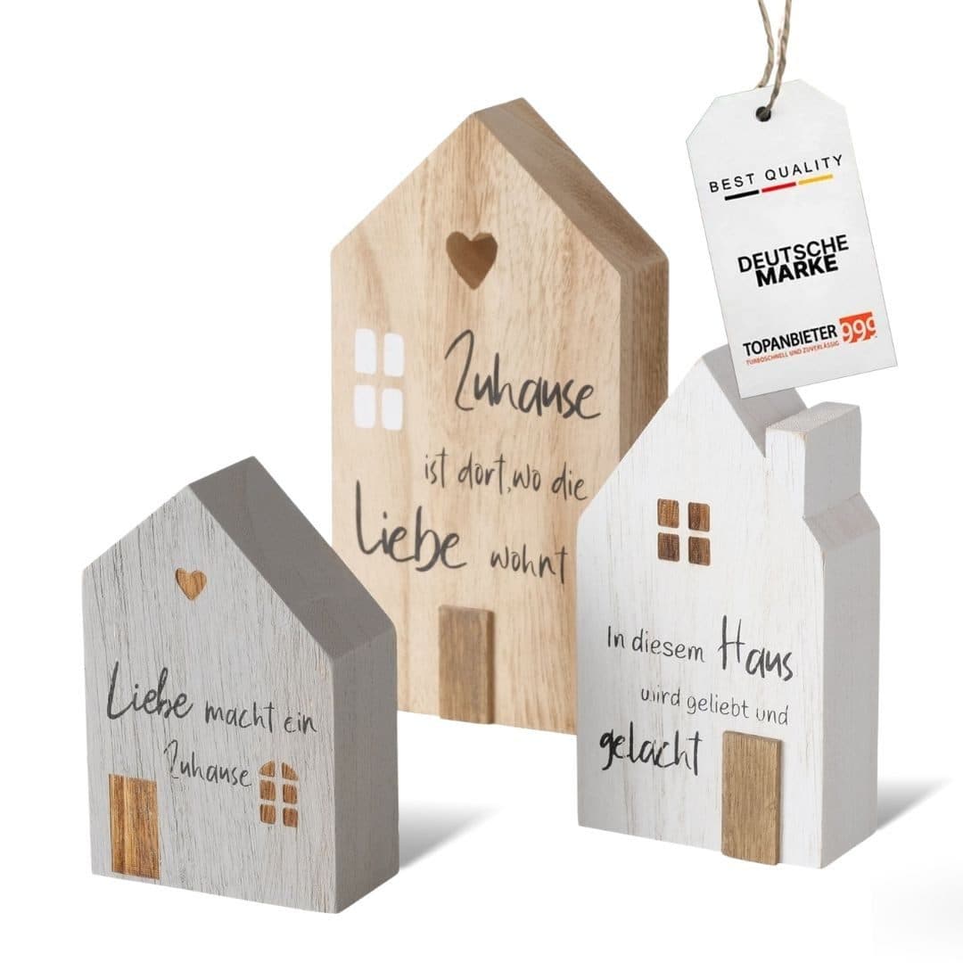 Topanbieter999 Dekoobjekt Holz 3er Set Grau Weiß Natur - Bild 2