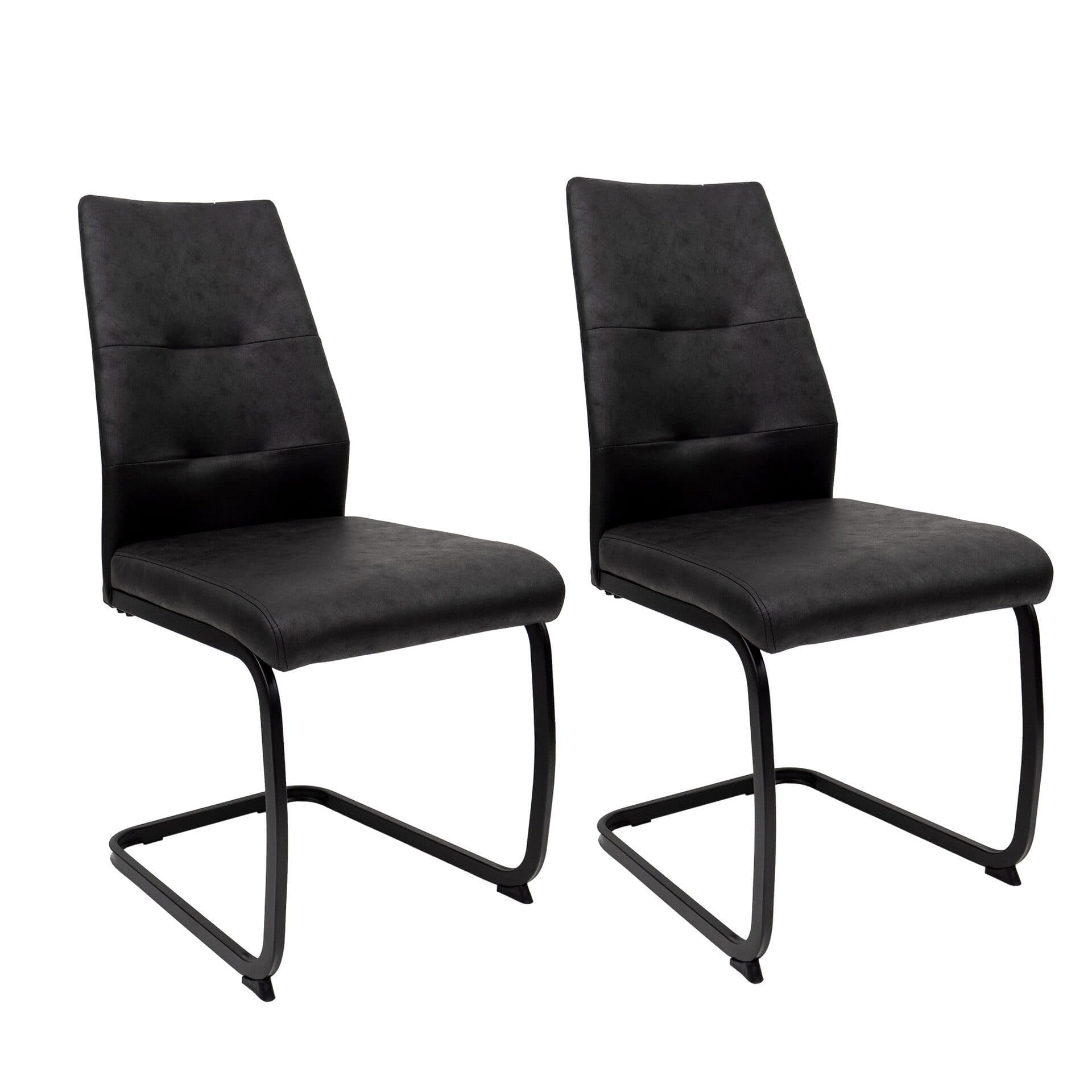 TRISENS Freischwinger Alessio Schwarz Kunstleder 2er Set