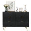 UEV Kommode mit 6 Schubladen, Sideboard 100 x 34 x 73 cm Schwarz Bild 2