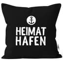 MoonWorks Dekokissen Kissenbezug Aufschrift Heimathafen Anker Schwarz Bild 2