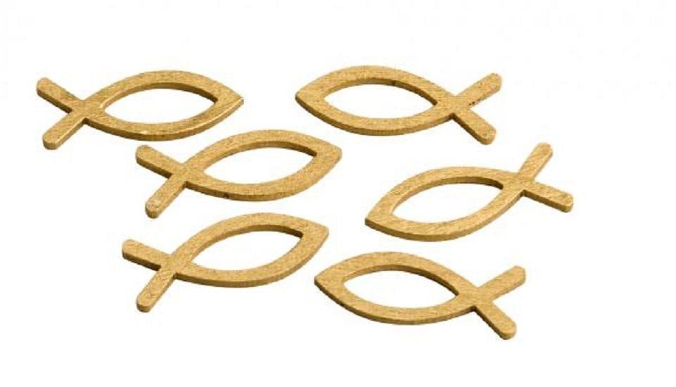 Gehlmann Streudeko Holzstreu Fisch Gold 8-tlg
