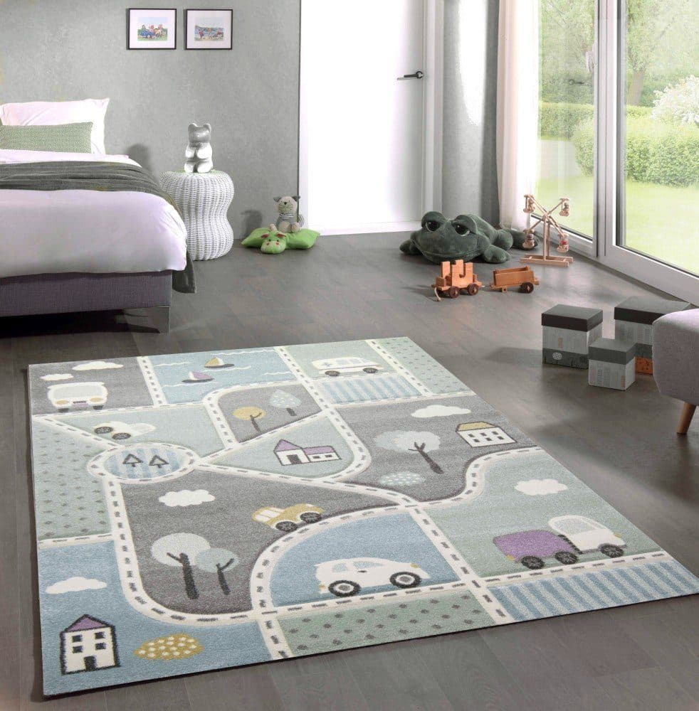 Carpetia Kinderteppich Auto-Straßenteppich Blau/Grün - Bild 2