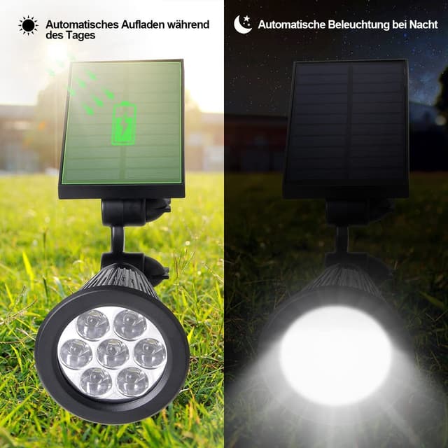 Salcar LED Solarleuchte 2 Stück Gartenstrahler Solarstrahler Außenlampe