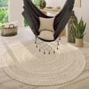 KADIMA DESIGN Baumwollteppich Beige Rund 100 cm Boho Bild 2