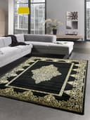 Carpetia Teppich Wohnzimmer Kurzflor Ornamente Schwarz Gold Bild 2