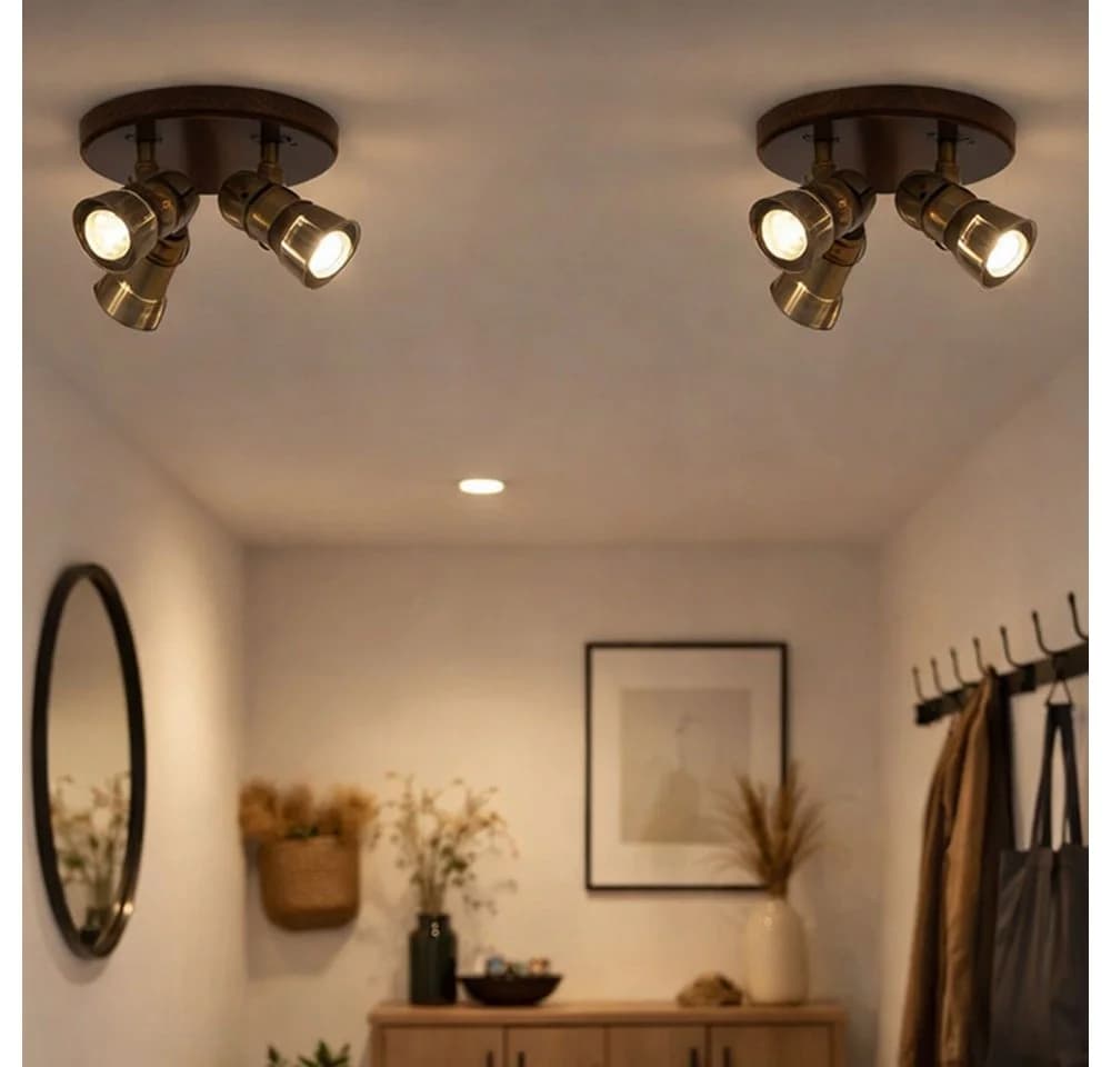 GLOBO LIGHTING Deckenleuchte Rustikal Holz Messing E14 - Bild 5