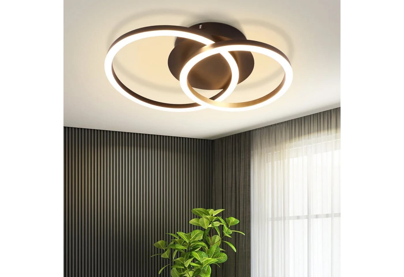 ZMH LED Deckenleuchte 2 Ringe Modern Runde Deckenlampe 24W 3000K Warmweiß