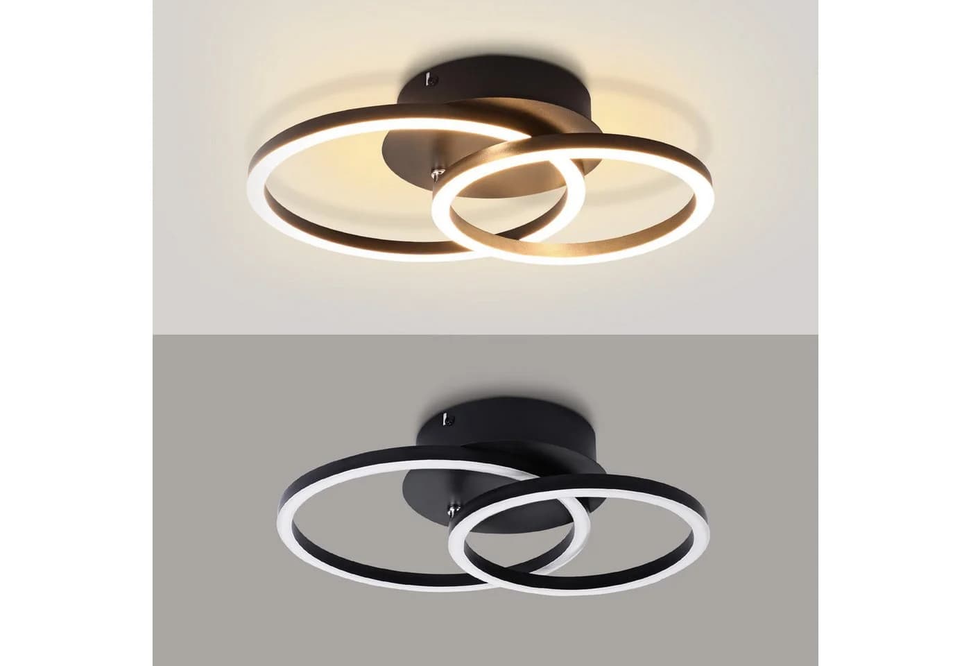 ZMH LED Deckenleuchte 2 Ringe Modern Runde Deckenlampe 24W 3000K Warmweiß - Bild 4