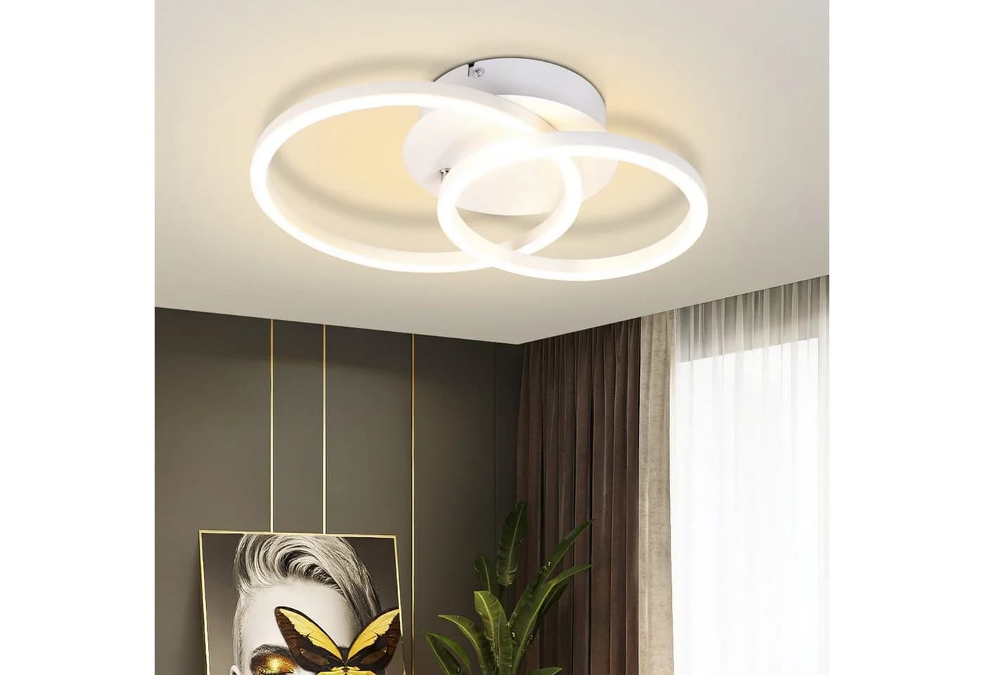 ZMH LED Deckenleuchte 2 Ringe Modern 24W 3000K Schwarz - Bild 2