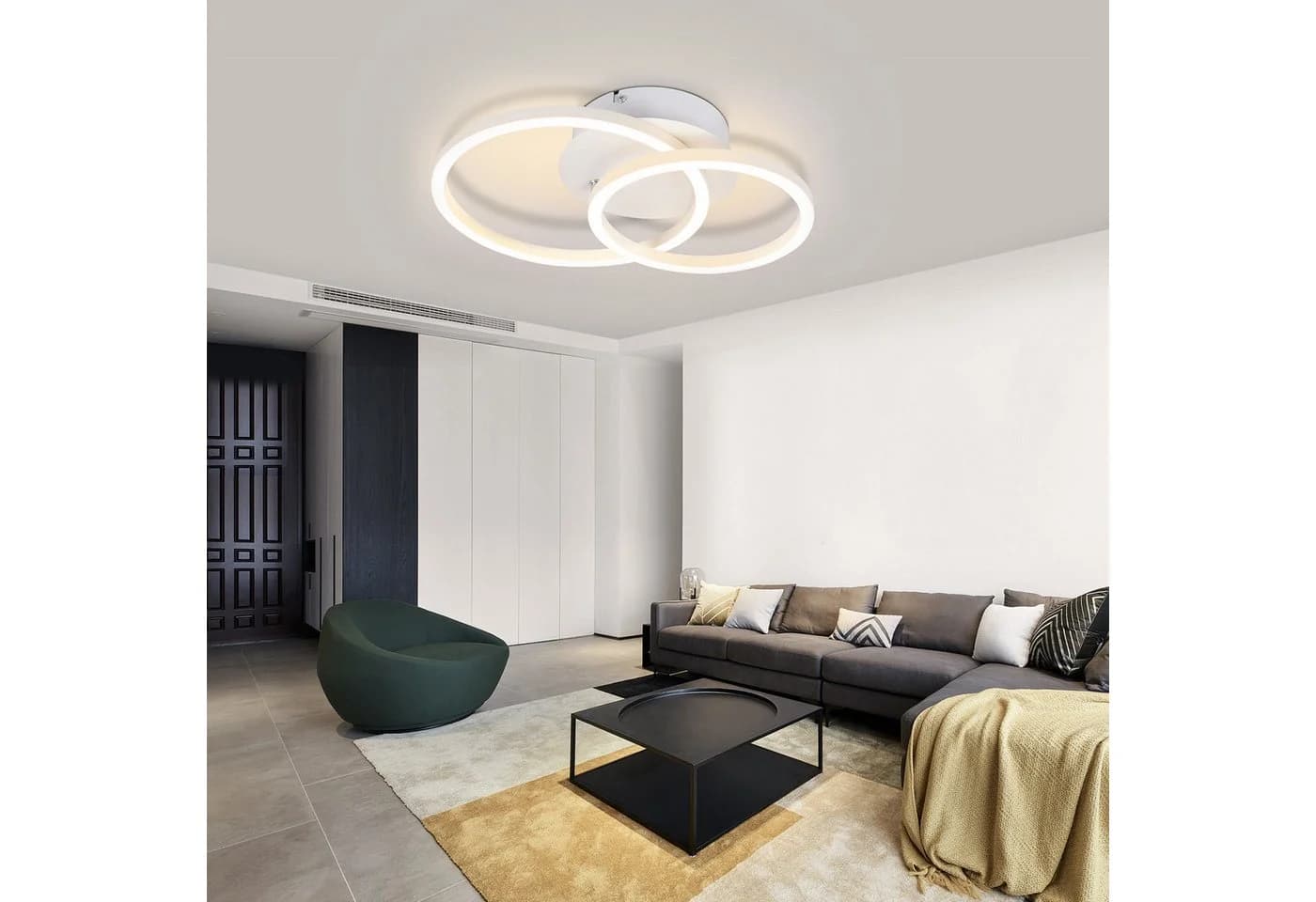 ZMH LED Deckenleuchte 2 Ringe Modern 24W 3000K Schwarz - Bild 4