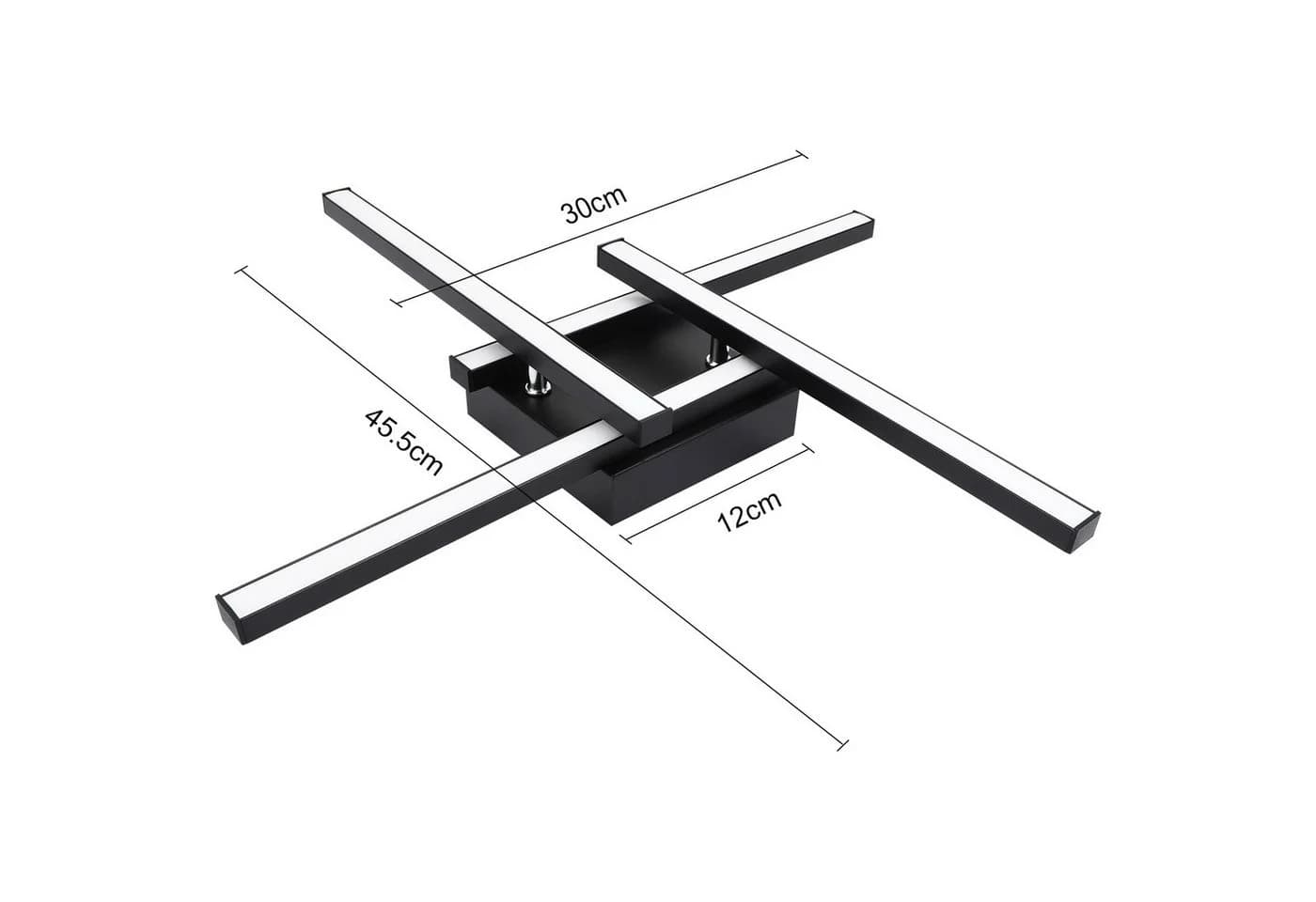 ZMH LED Deckenleuchte 4-flammig Schwarz Modern