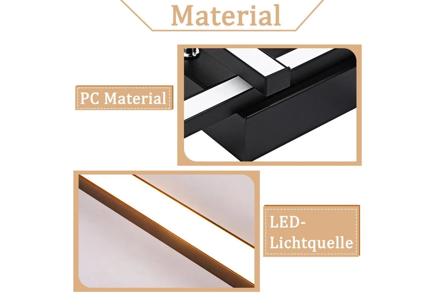 ZMH LED Deckenleuchte 4-flammig Schwarz Modern - Bild 4