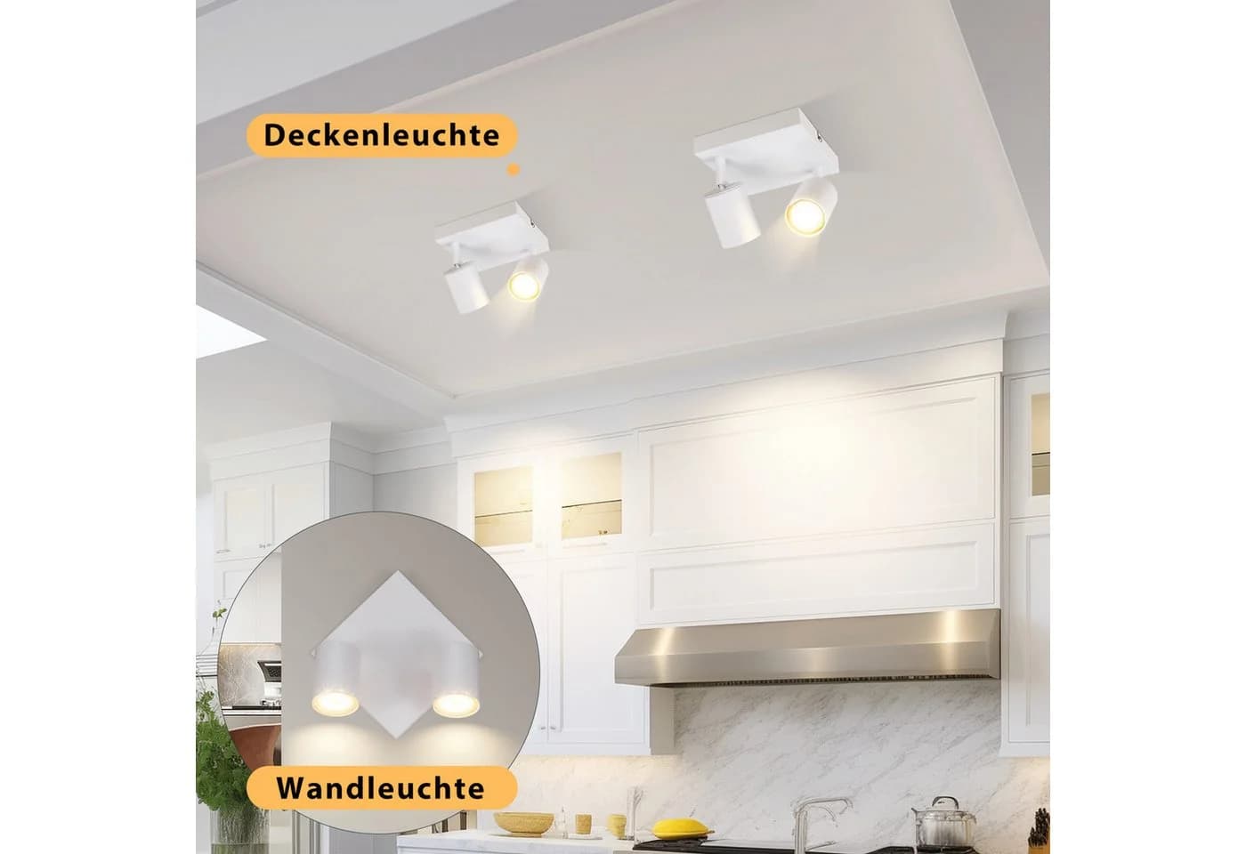 ZMH Deckenstrahler 2-flammig GU10 Weiß Modern Schwenkbar - Bild 3