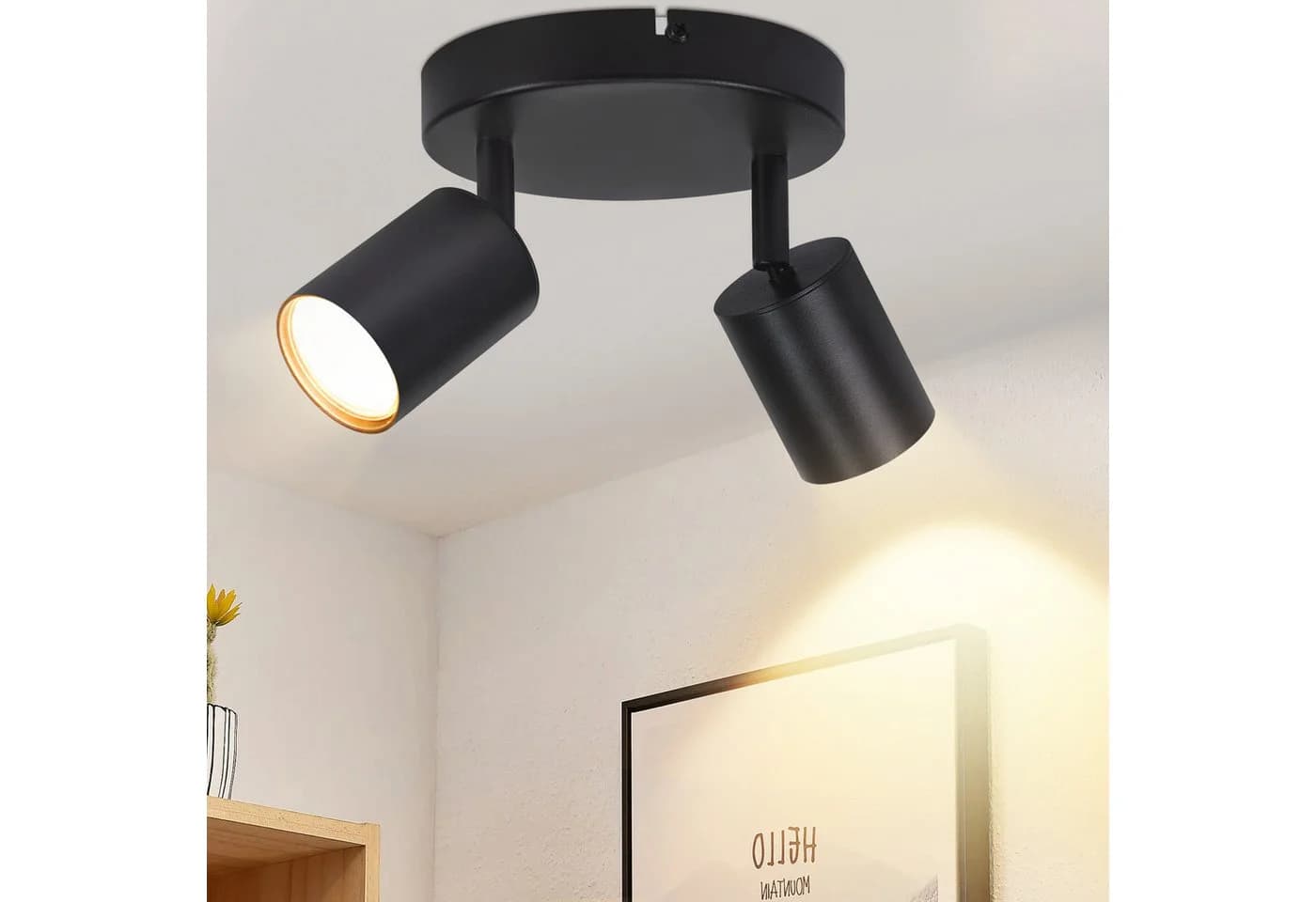 ZMH Deckenstrahler 2 Flammig Rund Deckenlampe 330° Schwarz - Bild 2