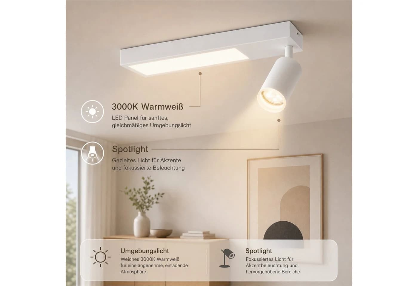 Nettlife Deckenstrahler 1/2/3/4 Flammig GU10 LED Warmweiß Schwenkbar Metall - Bild 4
