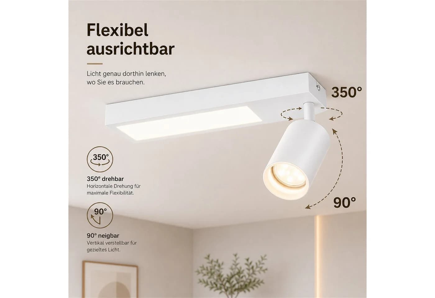 Nettlife Deckenstrahler 1/2/3/4 Flammig GU10 LED Warmweiß Schwenkbar Metall - Bild 5
