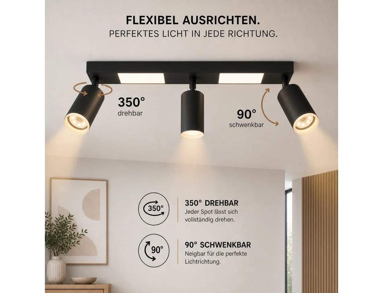 Nettlife Deckenstrahler 1/2/3/4 Flammig GU10 LED Warmweiß Schwenkbar Metall