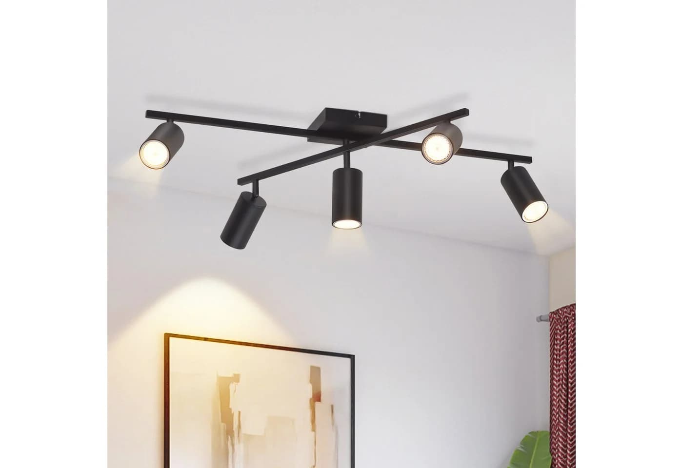 Nettlife Deckenstrahler Schwarz 5 flammig GU10 modern Schwenkbar