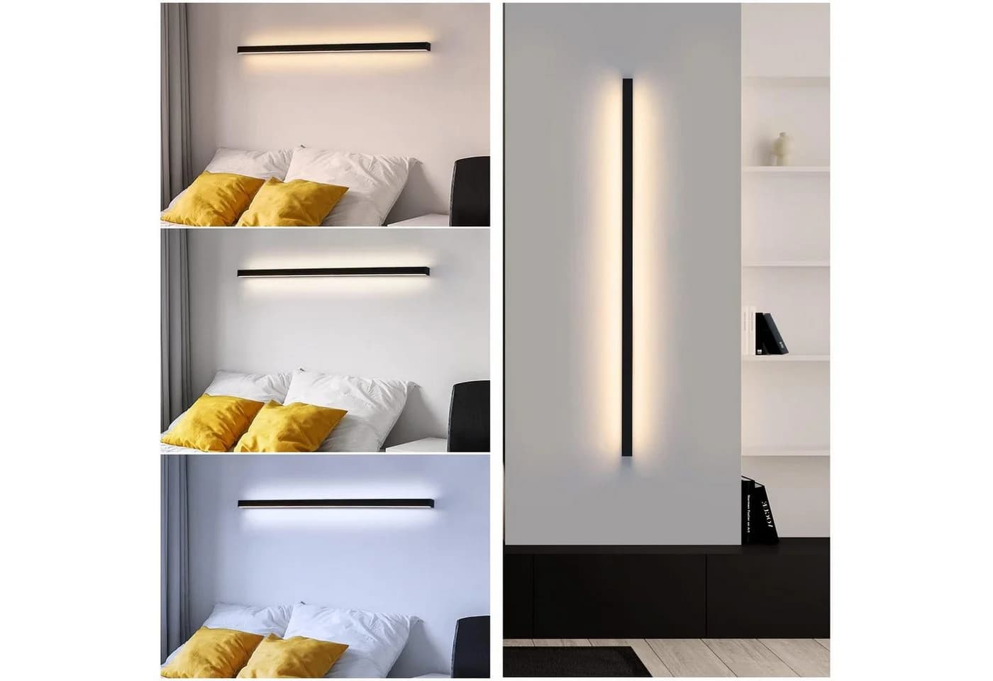 Nettlife LED Wandleuchte Schwarz Modern 60CM Dimmbar