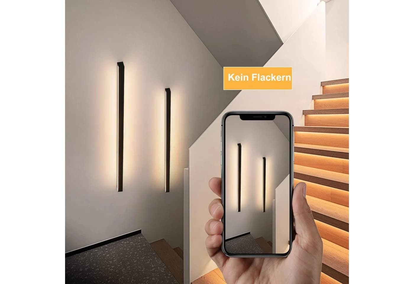 Nettlife LED Wandleuchte Schwarz Modern 60CM Dimmbar - Bild 4