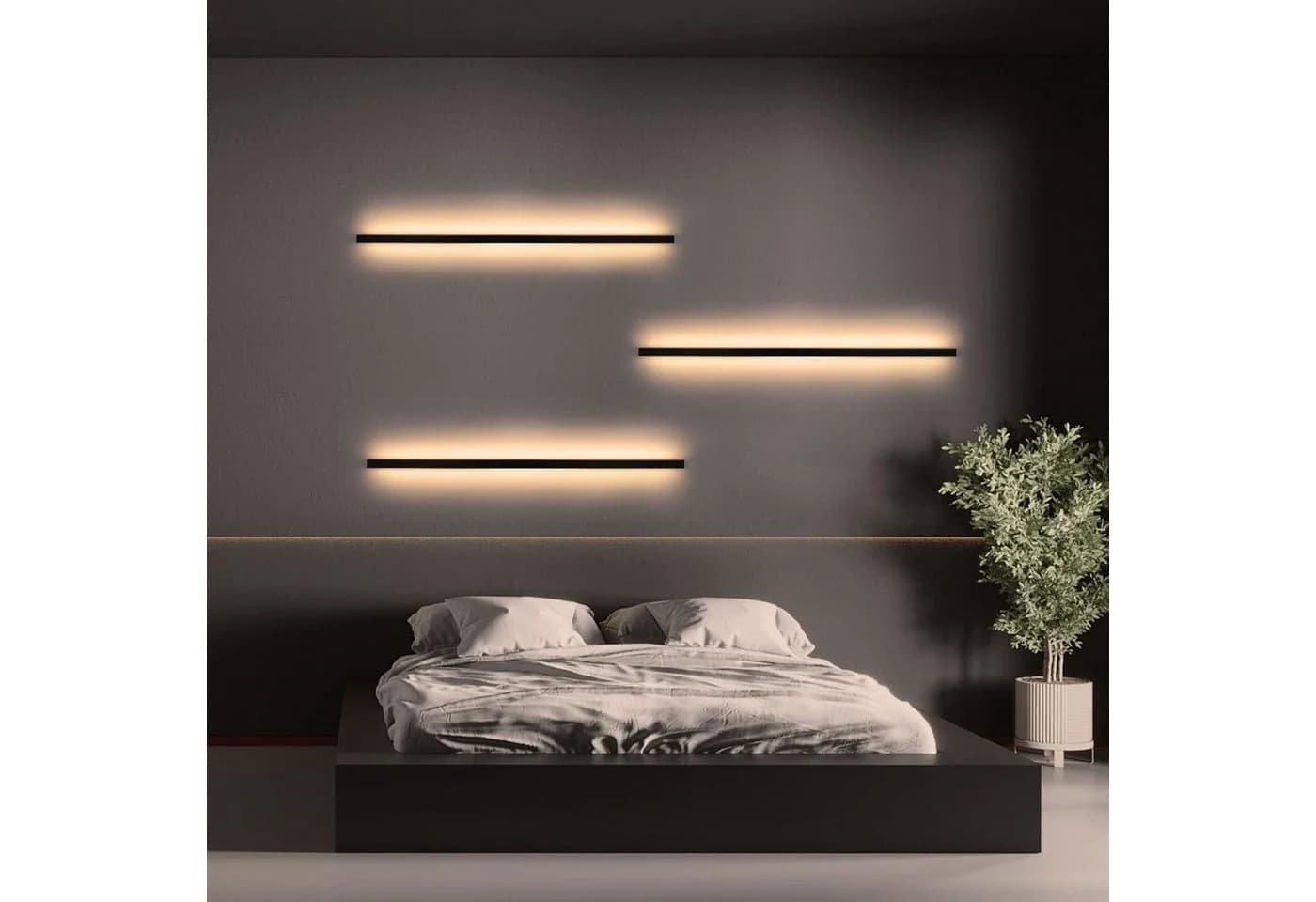 Nettlife LED Wandleuchte Schwarz Modern 60CM 21W Up Down innen Wandbeleuchtung - Bild 5