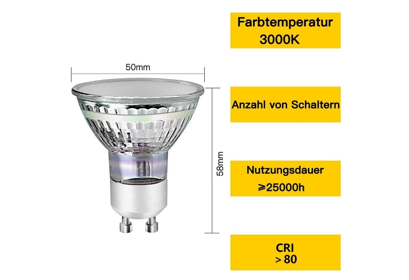 Nettlife LED-Leuchtmittel 10ER GU10 Warmweiß 3/4W 3000K - Bild 3
