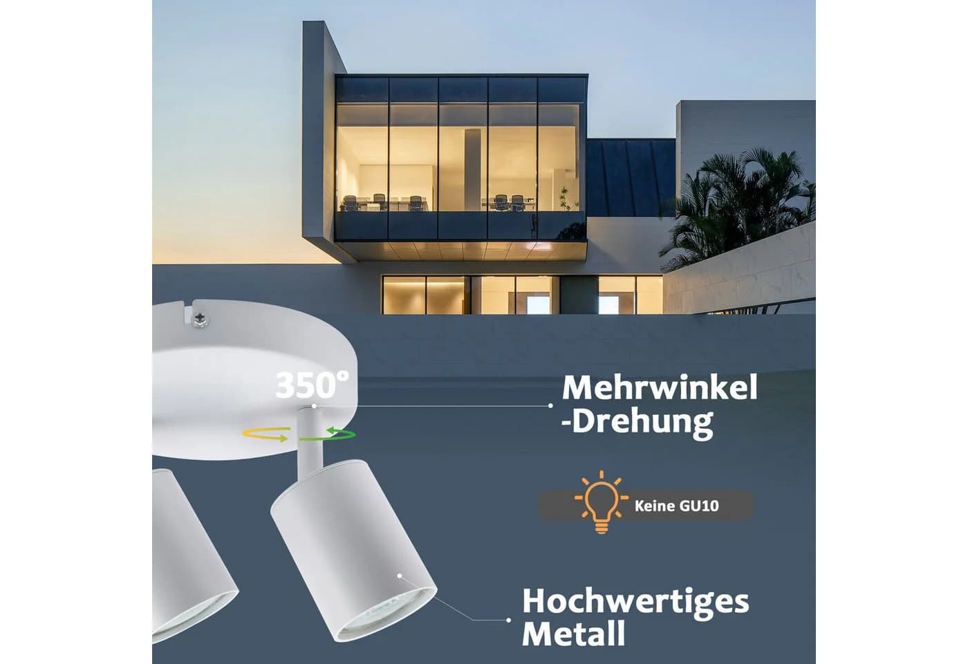 Nettlife Deckenstrahler 2 Flammig Schwarz GU10 Modern Schwenkbar - Bild 3