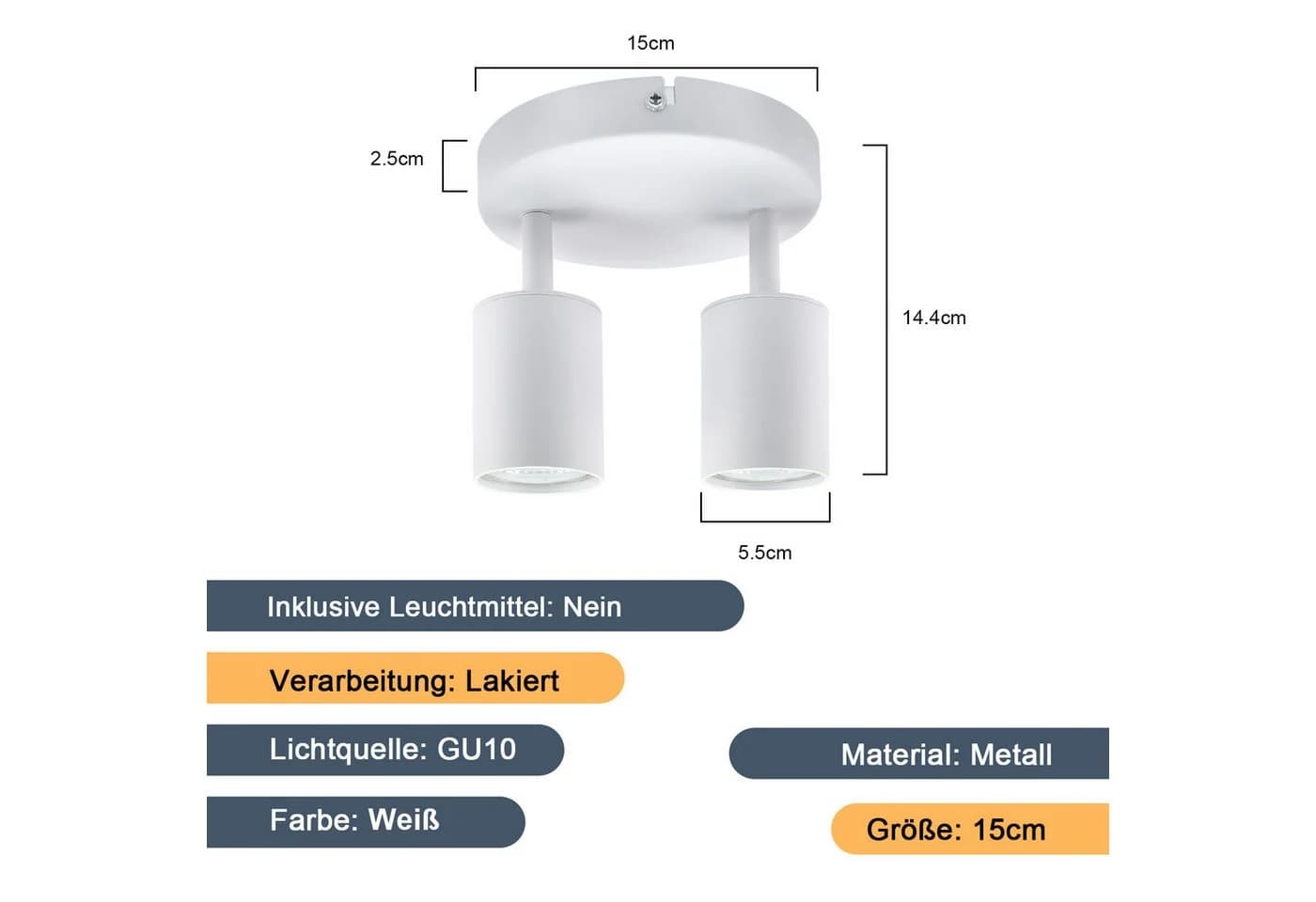 Nettlife Deckenstrahler 2 Flammig Schwarz GU10 Modern Schwenkbar - Bild 4