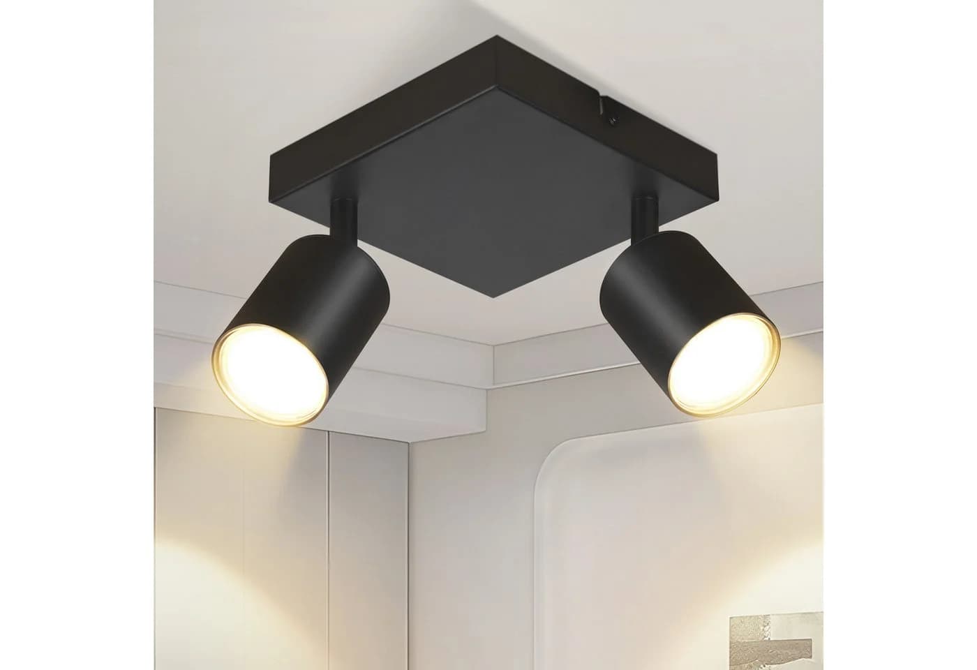 Nettlife Deckenstrahler Schwarz GU10 Modern 2-flammig Schwenkbar - Bild 2