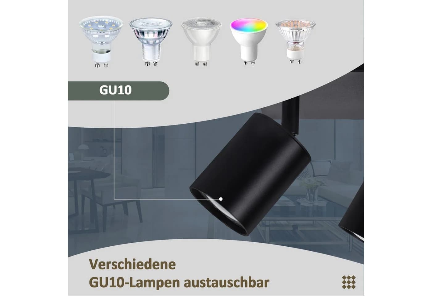 Nettlife Deckenstrahler Schwarz GU10 Modern 2-flammig Schwenkbar - Bild 5