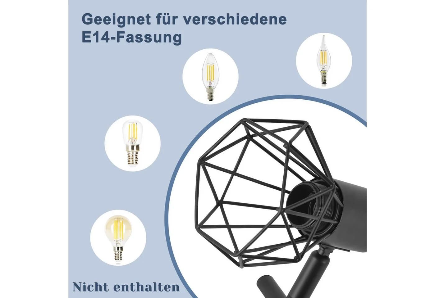 Nettlife Deckenstrahler Schwarz 2/3/4/5 Flammig E14 Industrial Schwenkbar 350° LED wechselbar