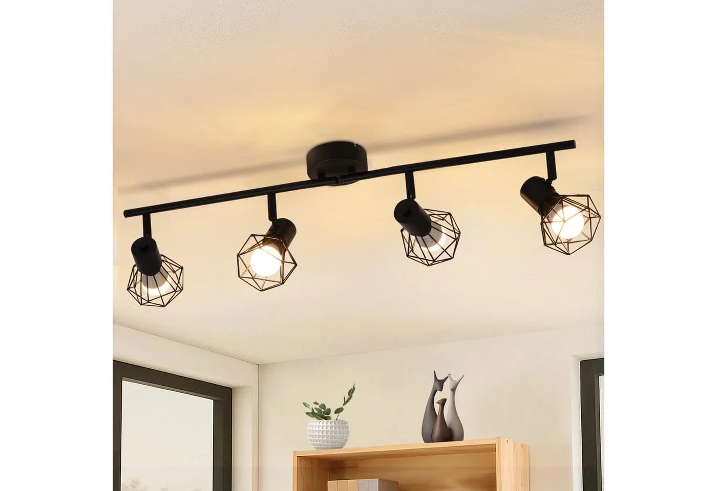 Nettlife Deckenstrahler Schwarz 2/3/4/5 Flammig E14 Industrial Schwenkbar 350° LED wechselbar - Bild 2